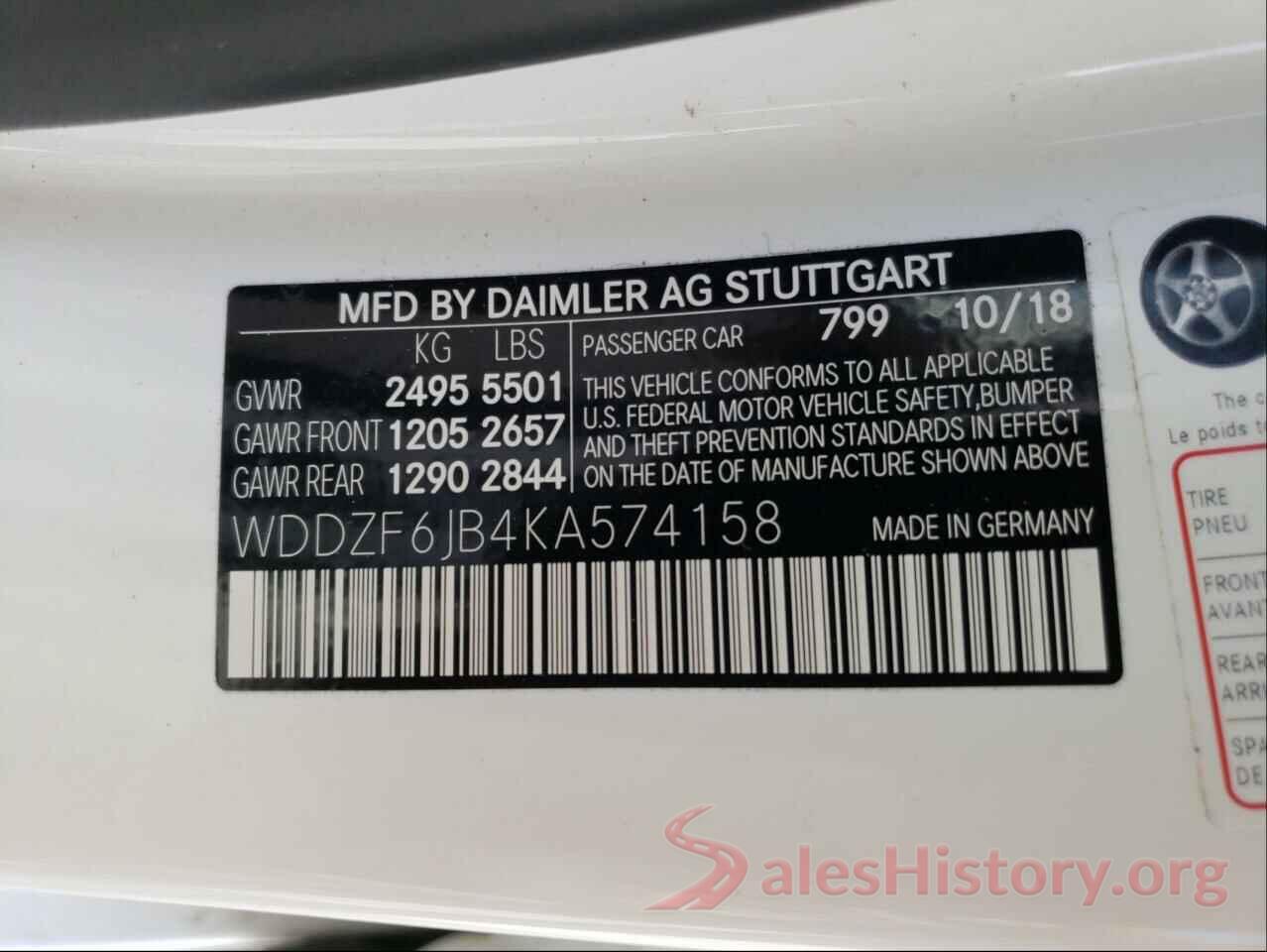 WDDZF6JB4KA574158 2019 MERCEDES-BENZ E CLASS