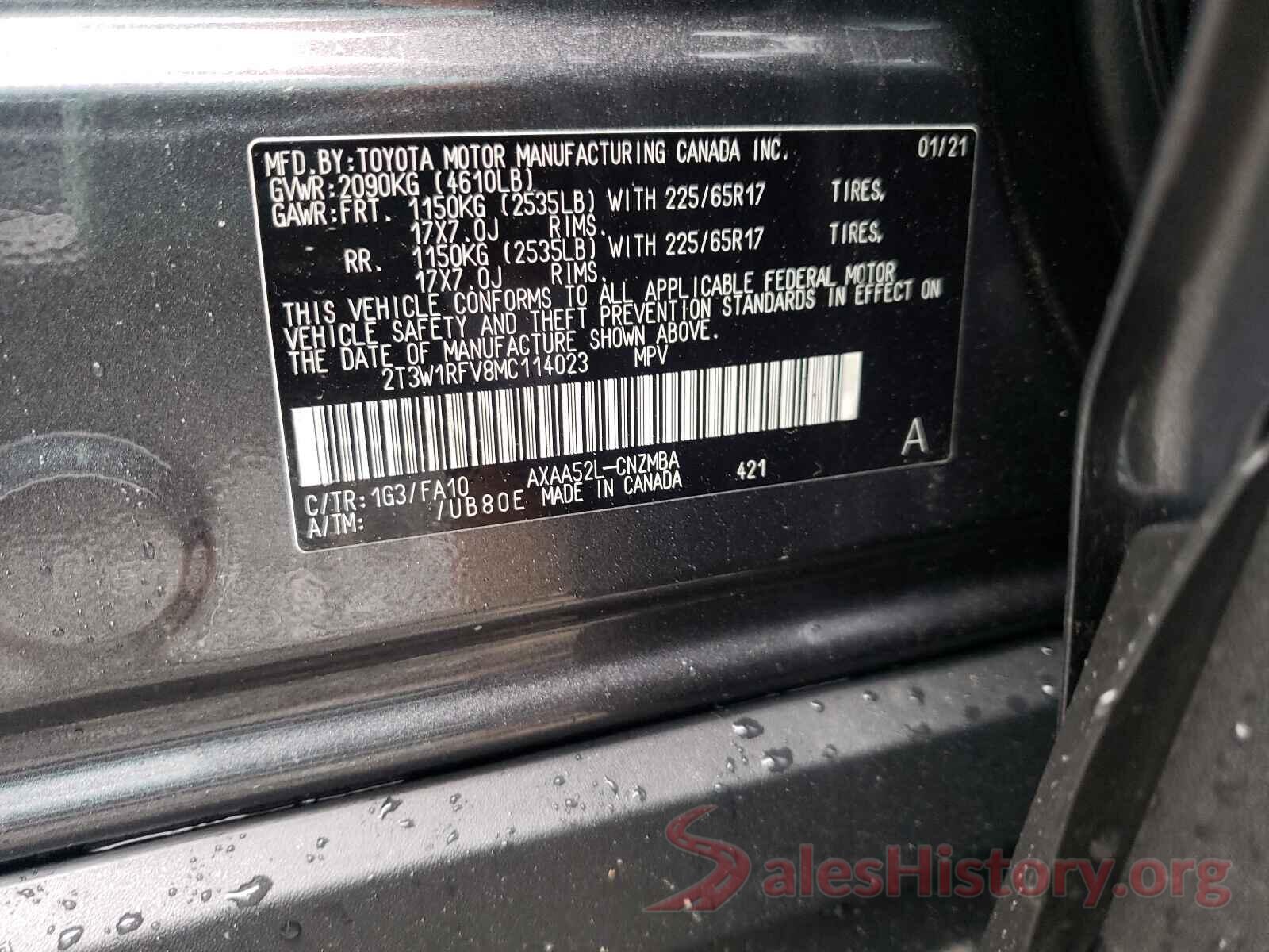 2T3W1RFV8MC114023 2021 TOYOTA RAV4