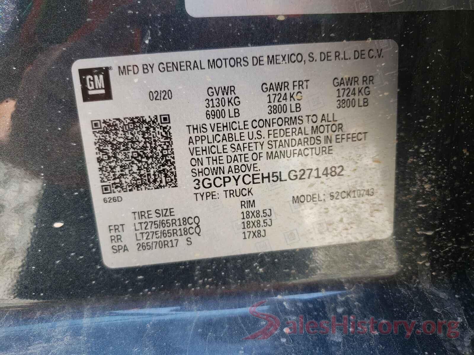 3GCPYCEH5LG271482 2020 CHEVROLET SILVERADO