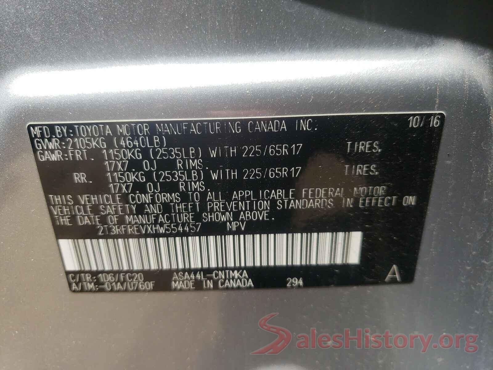 2T3RFREVXHW554457 2017 TOYOTA RAV4