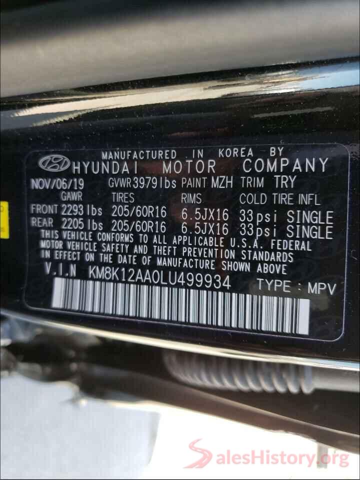 KM8K12AA0LU499934 2020 HYUNDAI KONA