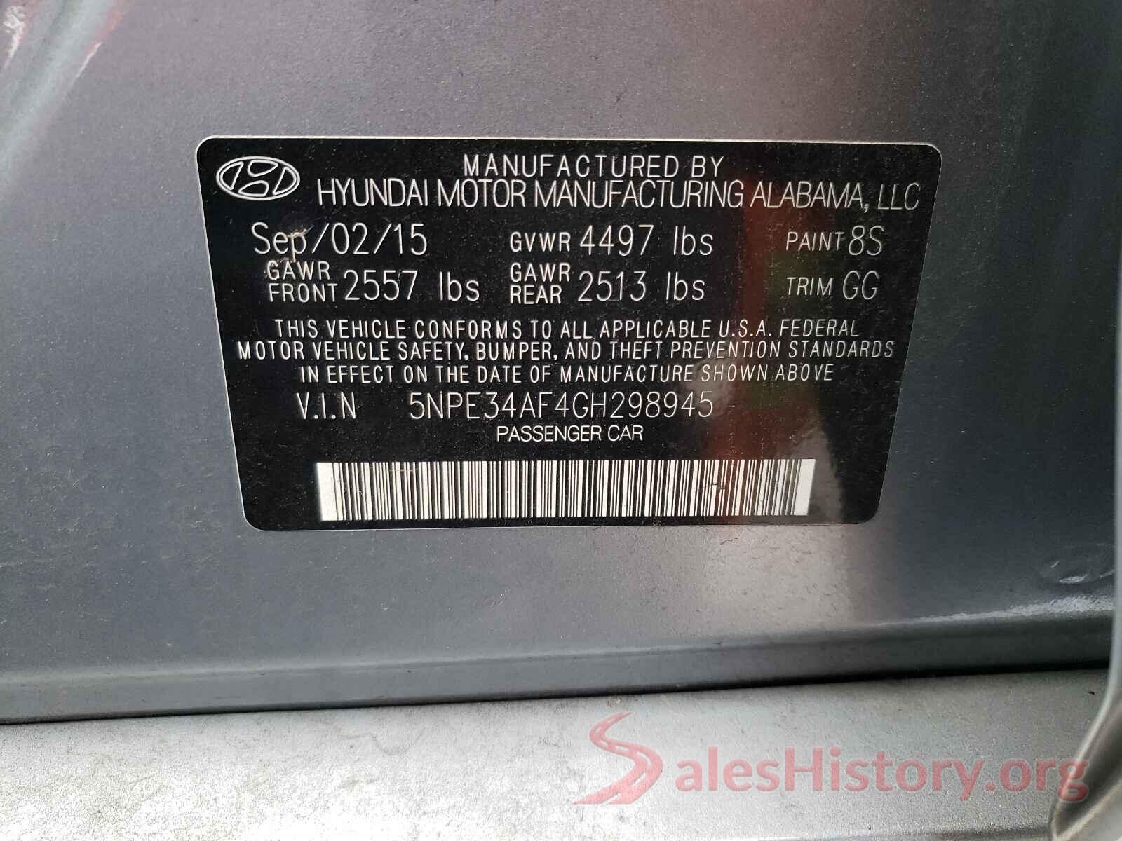 5NPE34AF4GH298945 2016 HYUNDAI SONATA