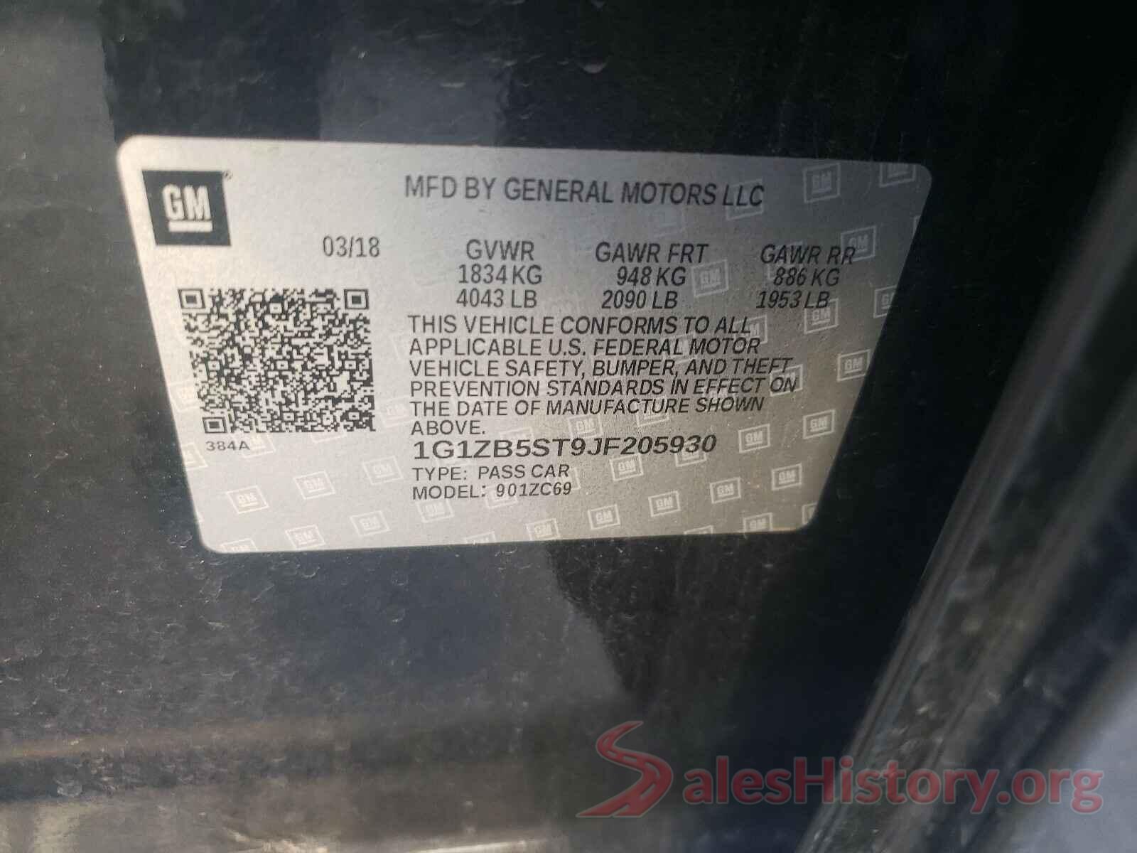 1G1ZB5ST9JF205930 2018 CHEVROLET MALIBU