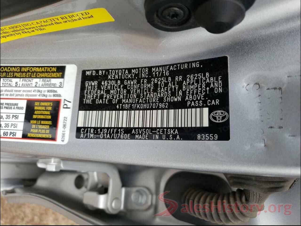 4T1BF1FK0HU707962 2017 TOYOTA CAMRY