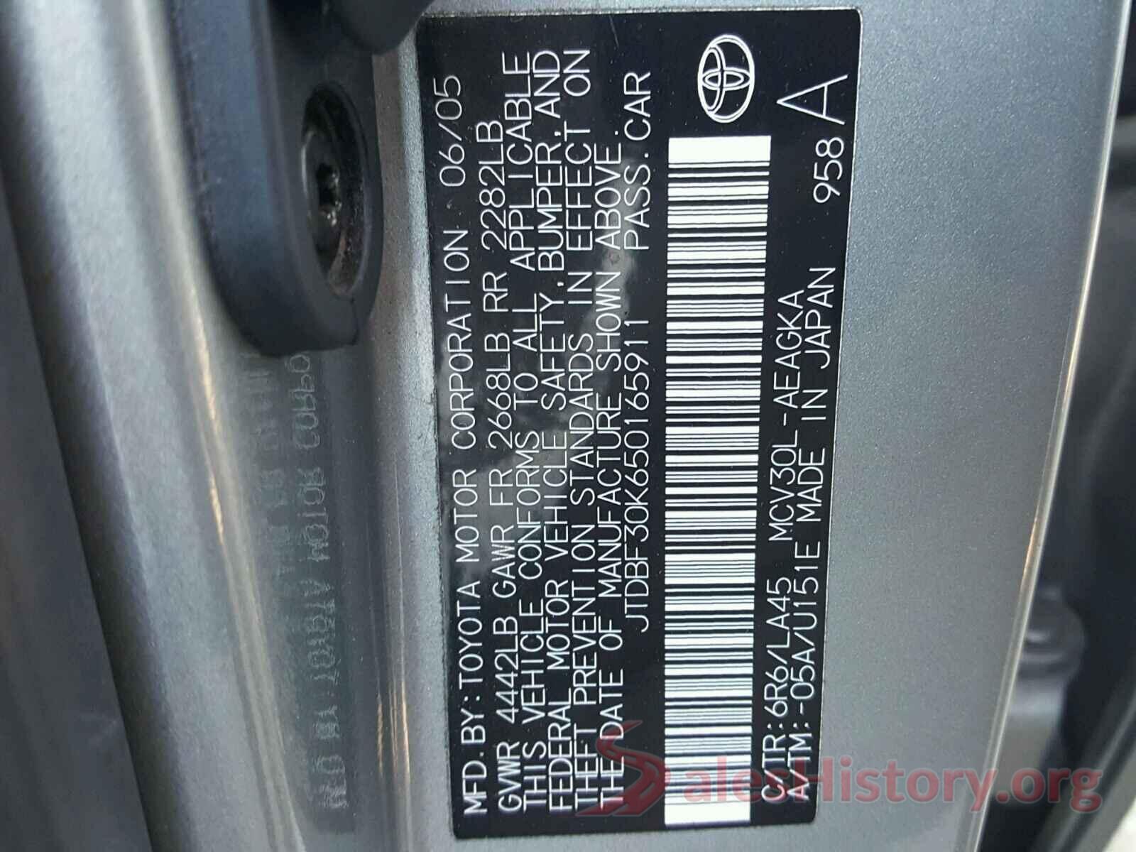 JTDBF30K650165911 2005 TOYOTA CAMRY