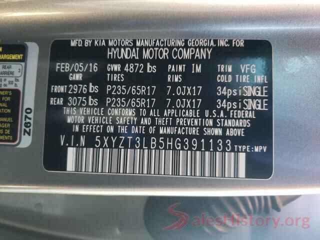 5XYZT3LB5HG391133 2017 HYUNDAI SANTA FE