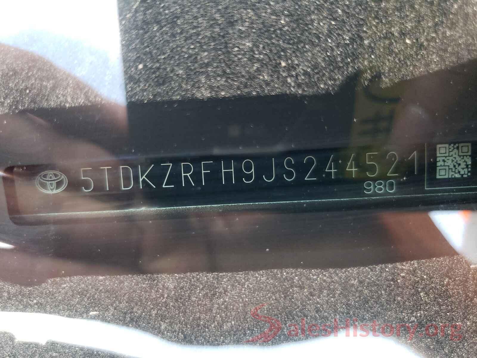 5TDKZRFH9JS244521 2018 TOYOTA HIGHLANDER