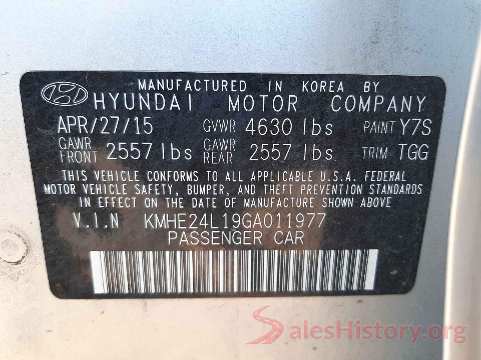 KMHE24L19GA011977 2016 HYUNDAI SONATA