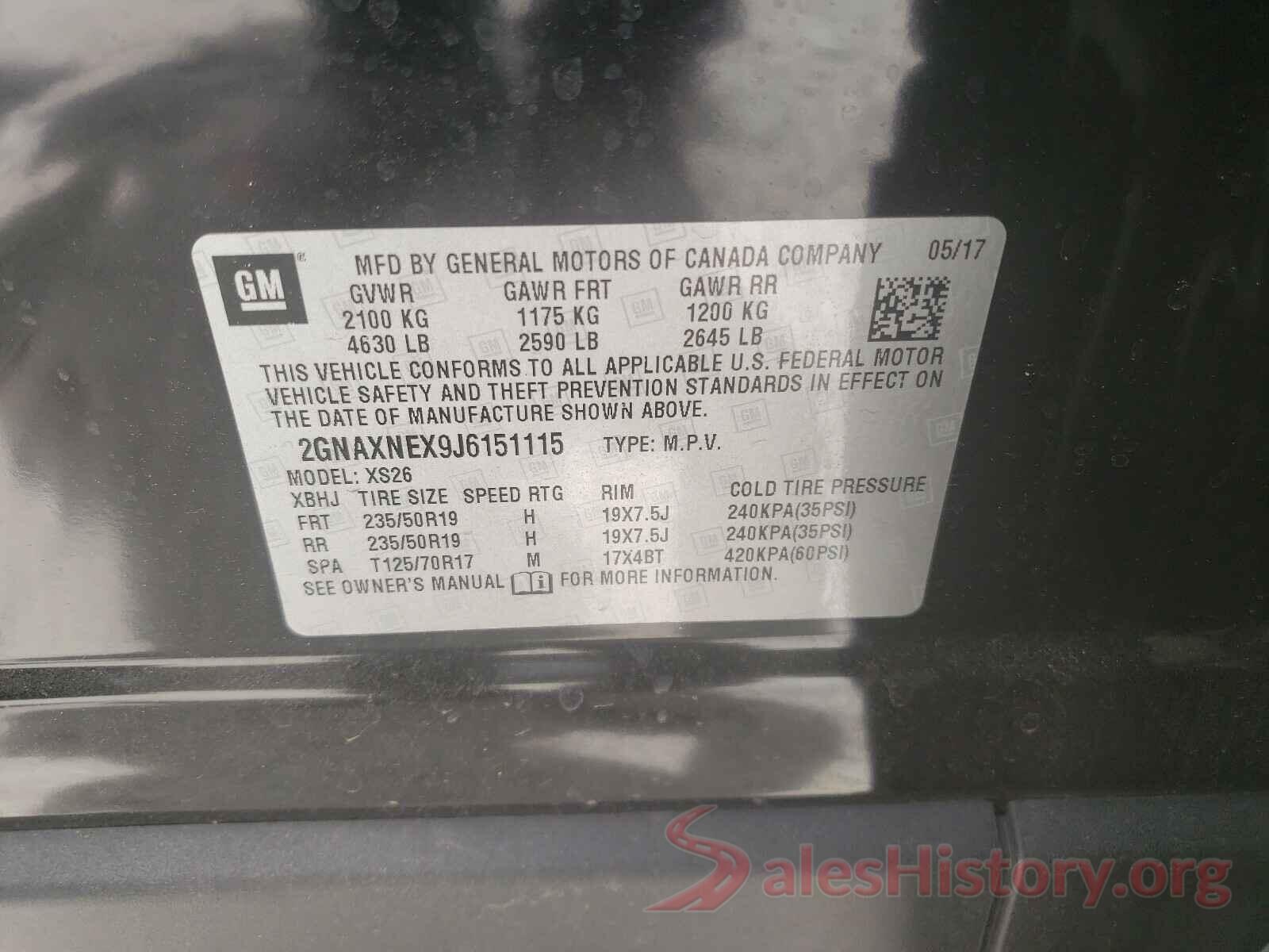 2GNAXNEX9J6151115 2018 CHEVROLET EQUINOX