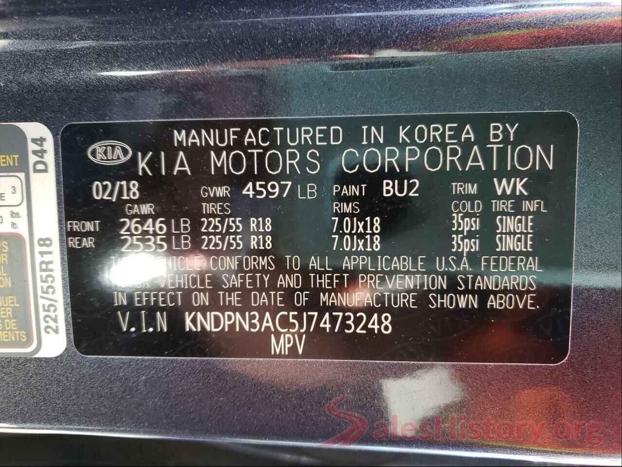 KNDPN3AC5J7473248 2018 KIA SPORTAGE