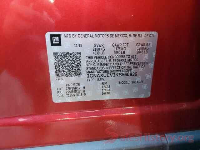 3GNAXUEV3KS560836 2019 CHEVROLET EQUINOX