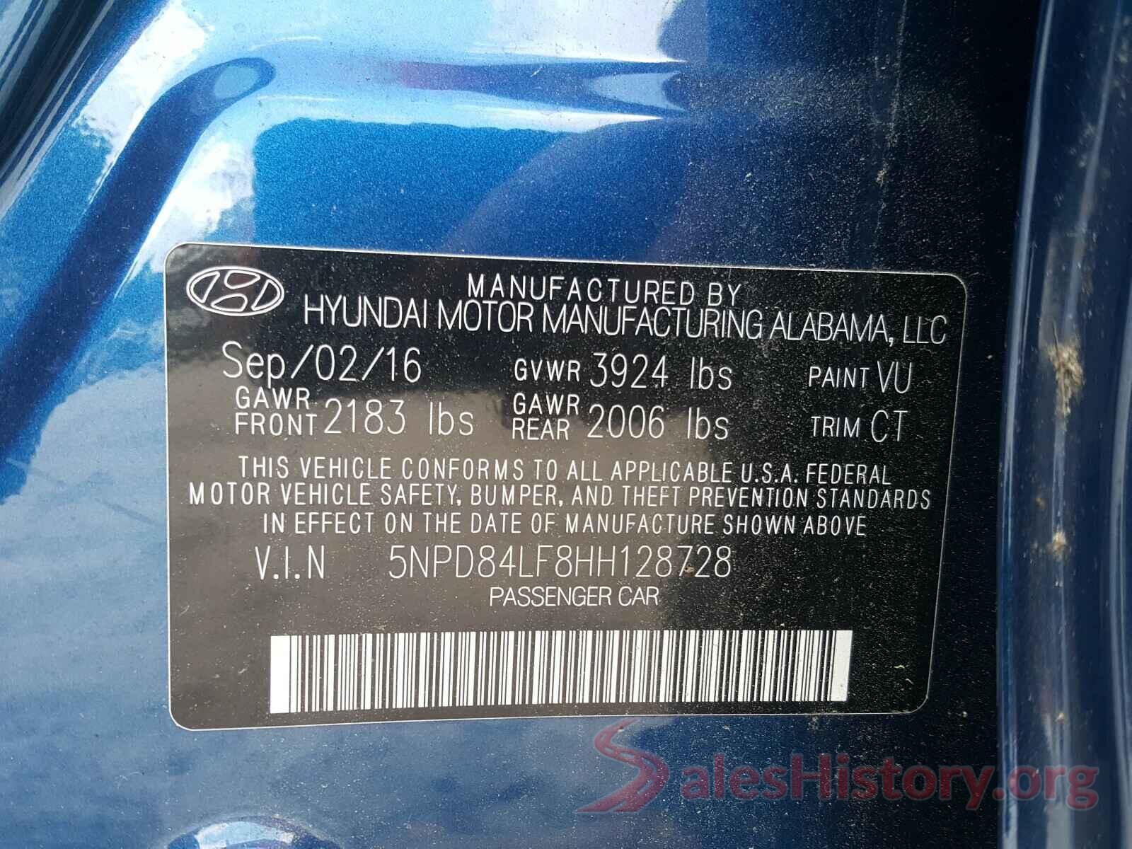 5NPD84LF8HH128728 2017 HYUNDAI ELANTRA