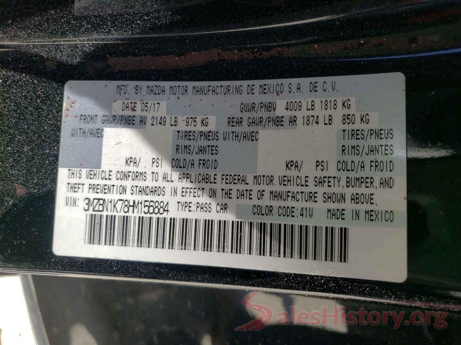 3MZBN1K78HM156884 2017 MAZDA 3