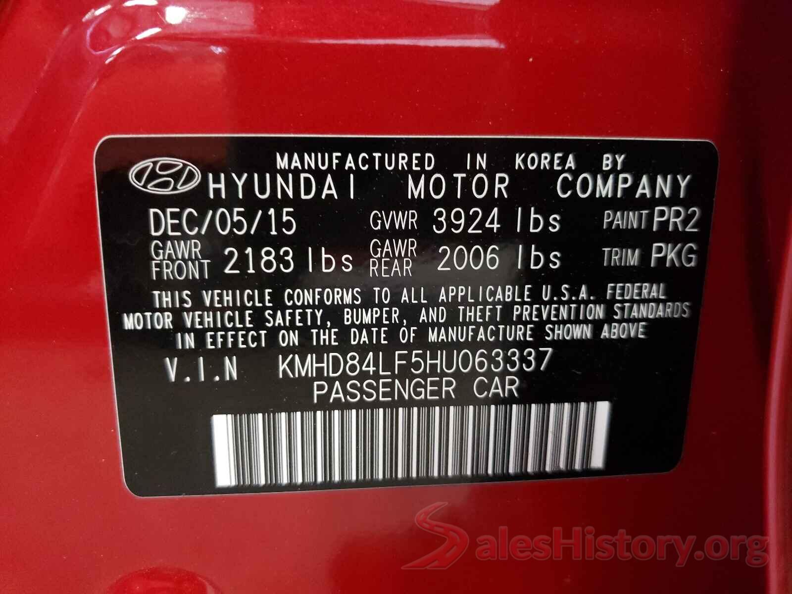 KMHD84LF5HU063337 2017 HYUNDAI ELANTRA