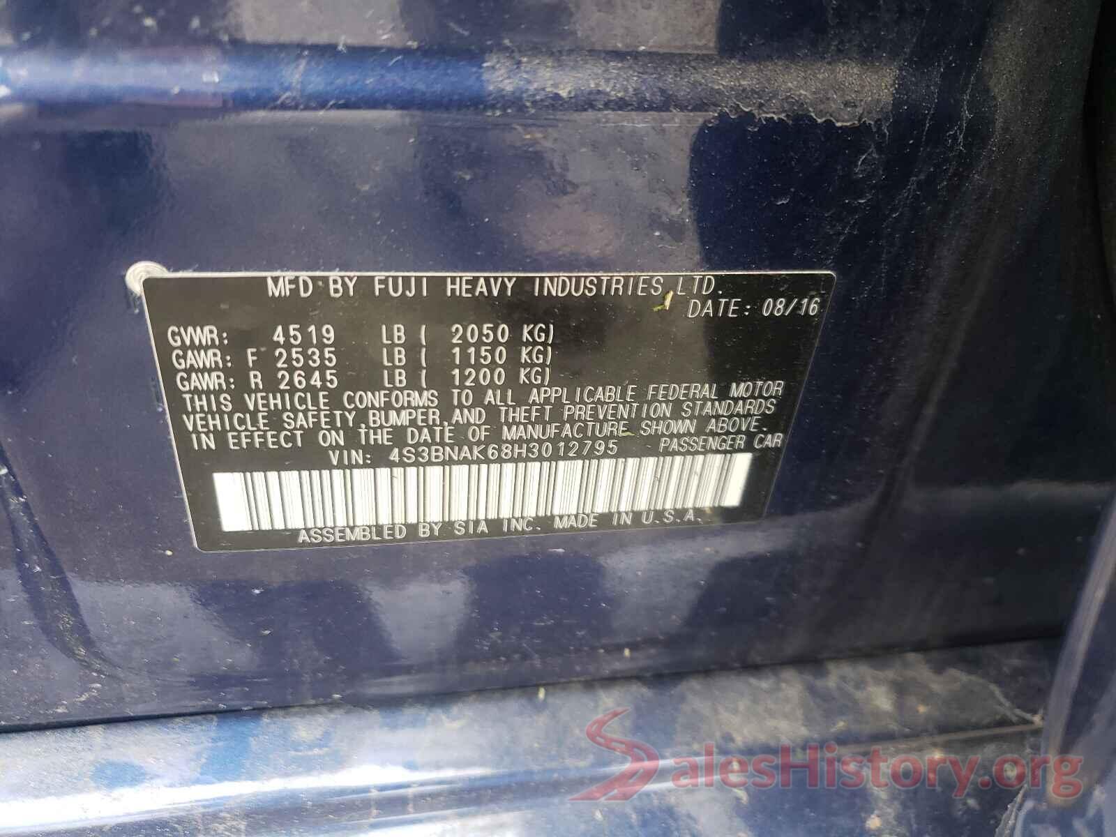 4S3BNAK68H3012795 2017 SUBARU LEGACY