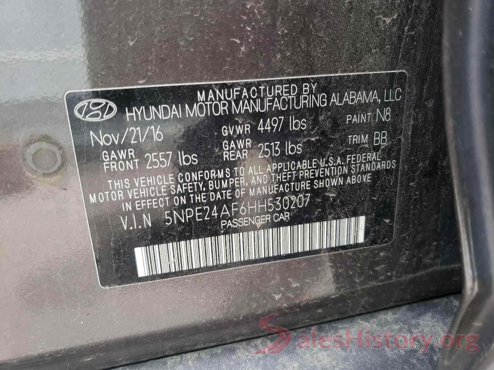 5NPE24AF6HH530207 2017 HYUNDAI SONATA