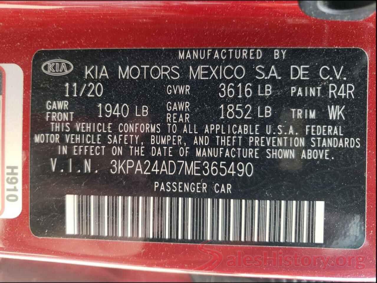 3KPA24AD7ME365490 2021 KIA RIO