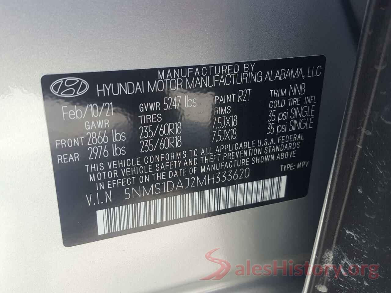 5NMS1DAJ2MH333620 2021 HYUNDAI SANTA FE