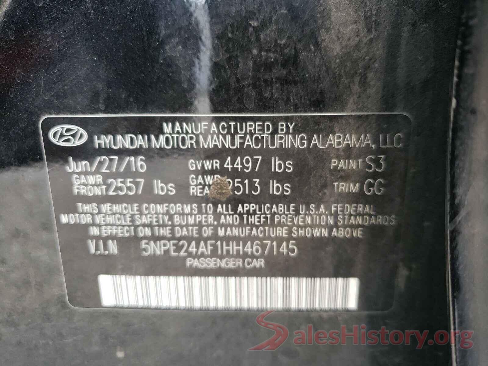 5NPE24AF1HH467145 2017 HYUNDAI SONATA