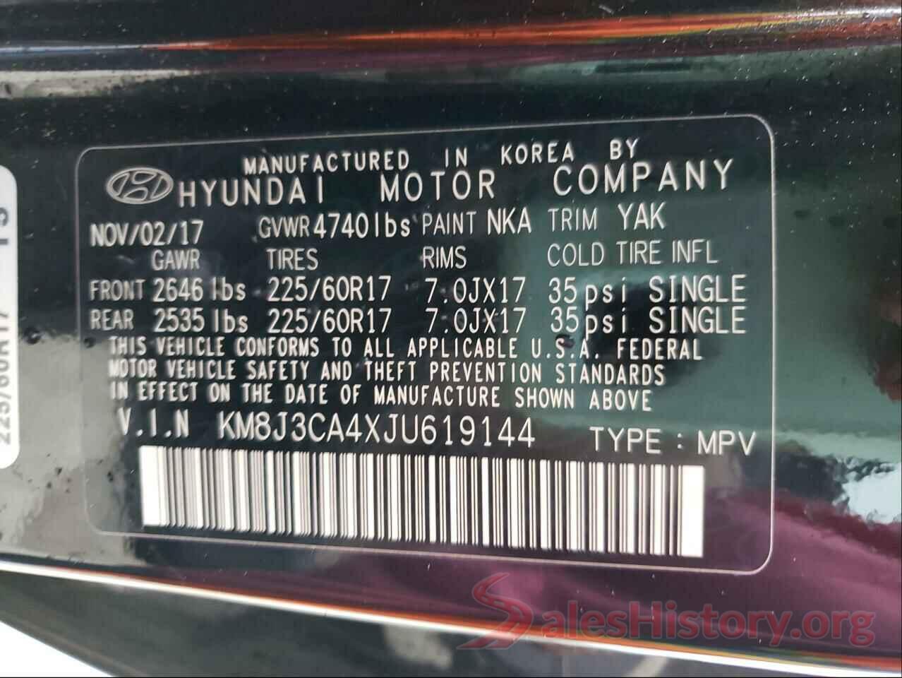 KM8J3CA4XJU619144 2018 HYUNDAI TUCSON