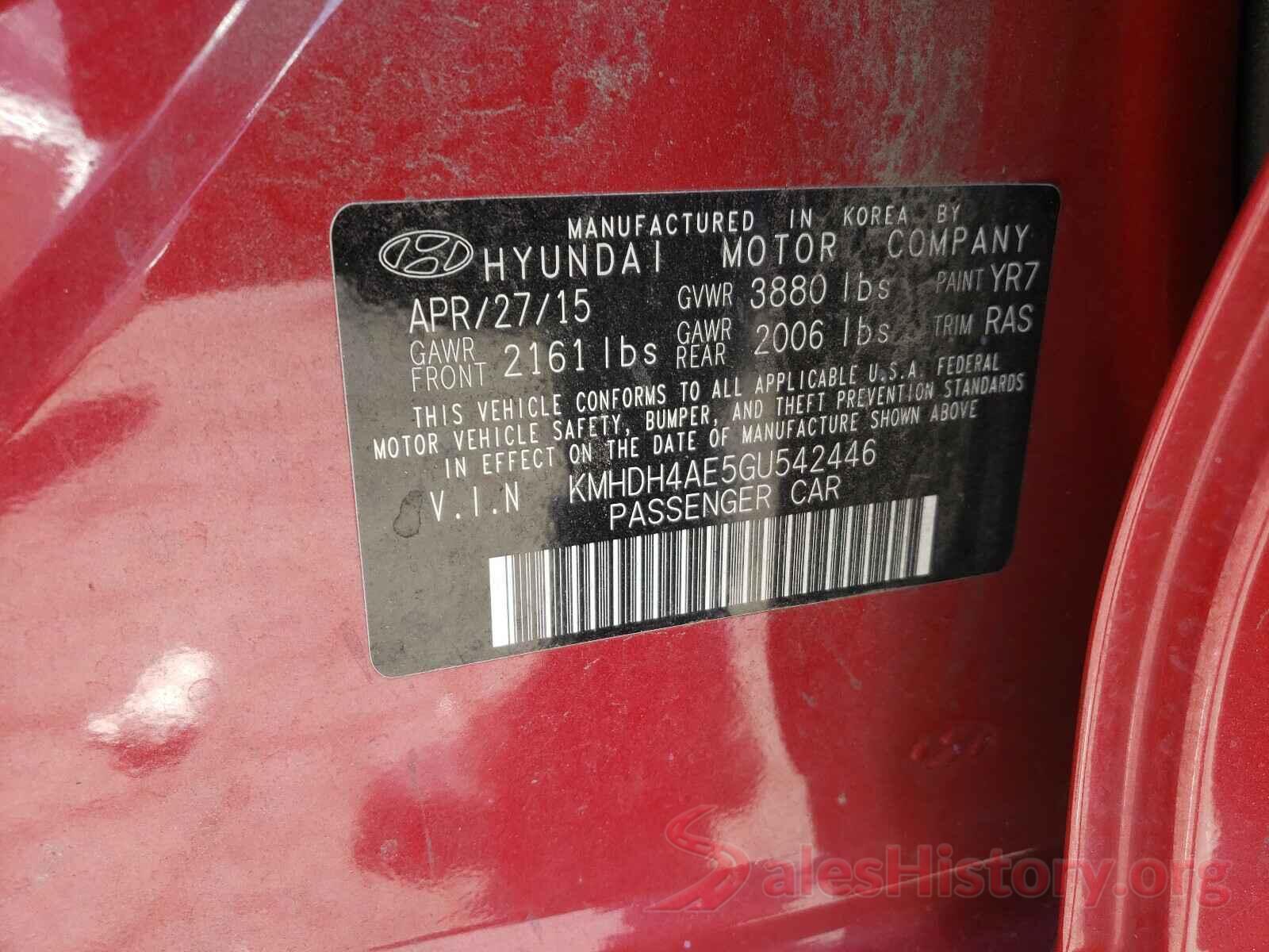 KMHDH4AE5GU542446 2016 HYUNDAI ELANTRA