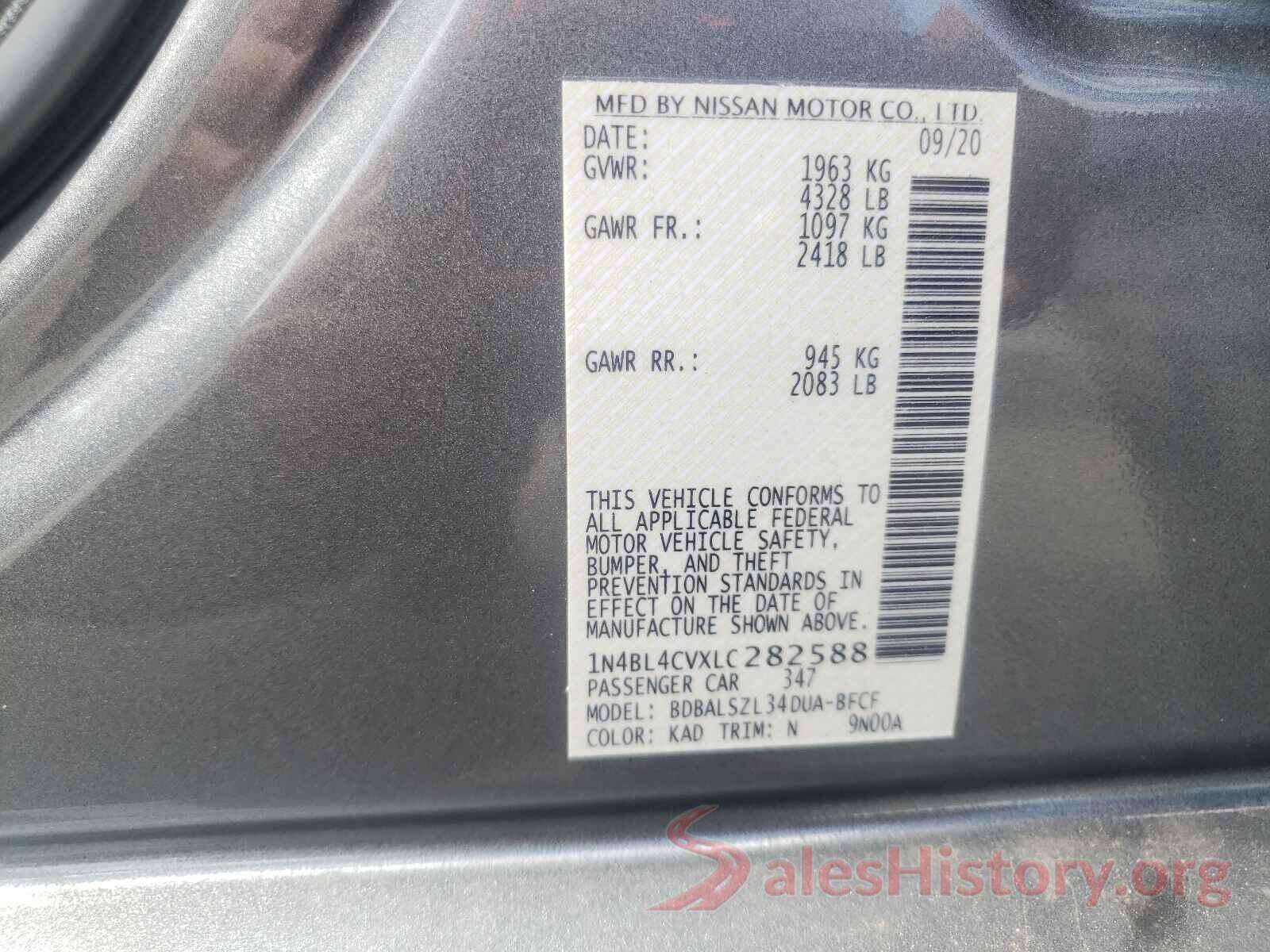 1N4BL4CVXLC282588 2020 NISSAN ALTIMA