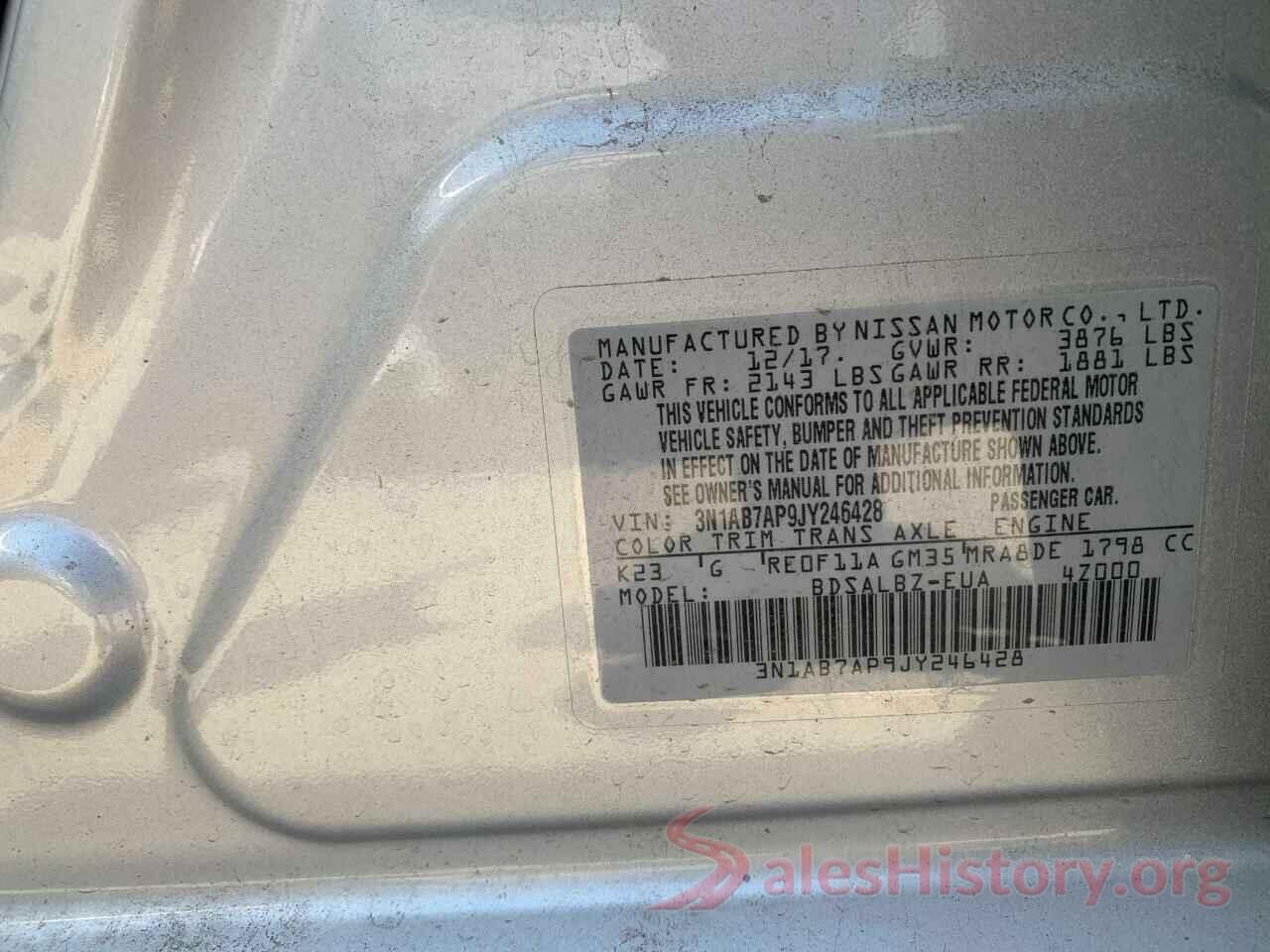 3N1AB7AP9JY246428 2018 NISSAN SENTRA