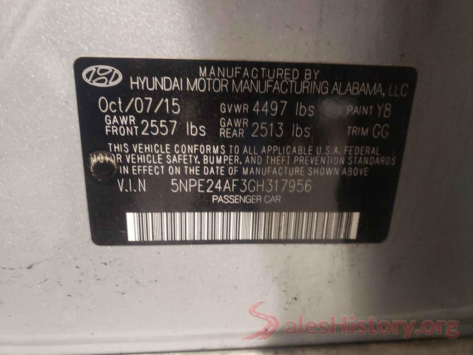 5NPE24AF3GH317956 2016 HYUNDAI SONATA