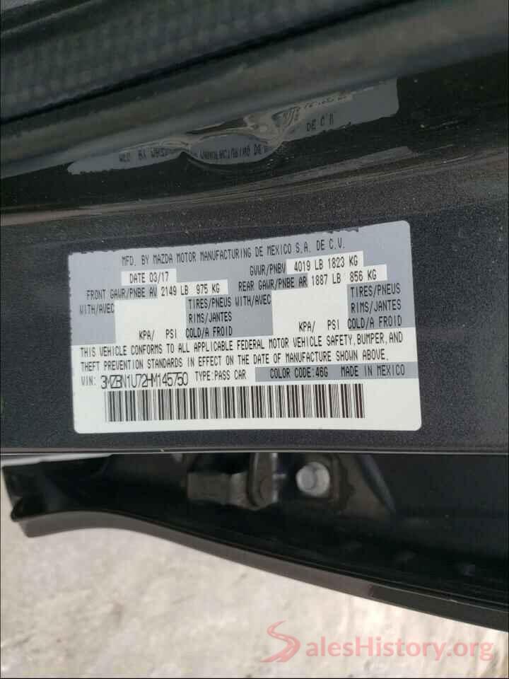 3MZBN1U72HM145750 2017 MAZDA 3