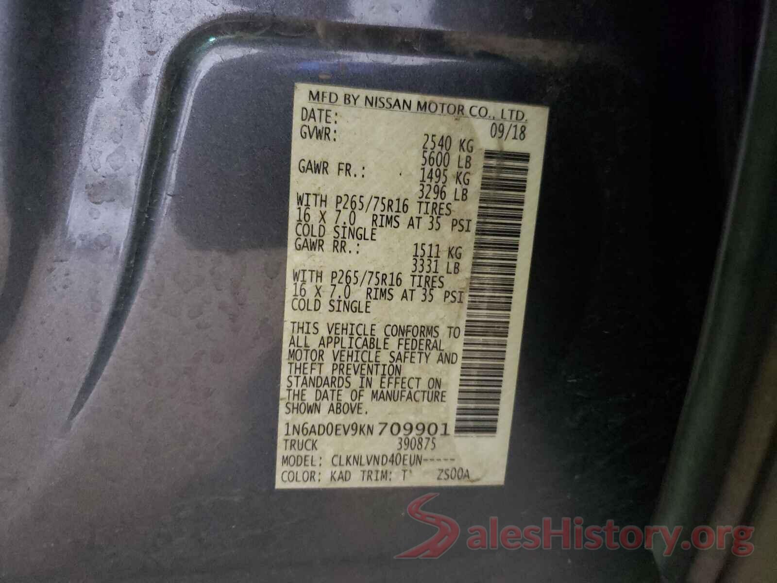 1N6AD0EV9KN709901 2019 NISSAN FRONTIER