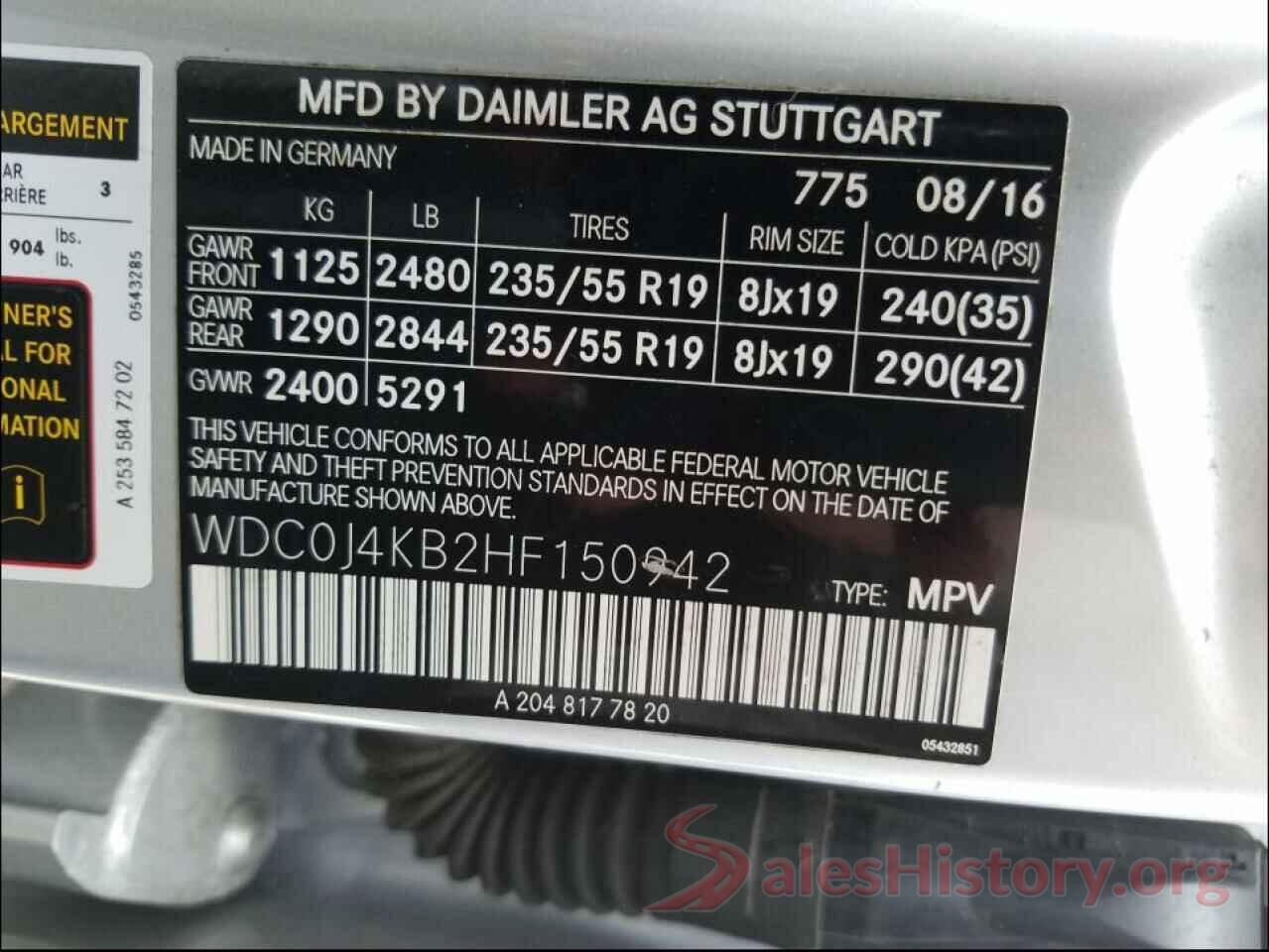 WDC0J4KB2HF150942 2017 MERCEDES-BENZ G CLASS