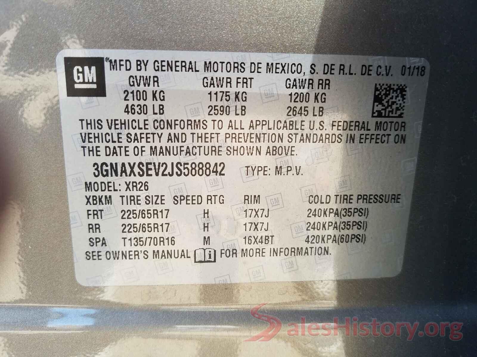 3GNAXSEV2JS588842 2018 CHEVROLET EQUINOX