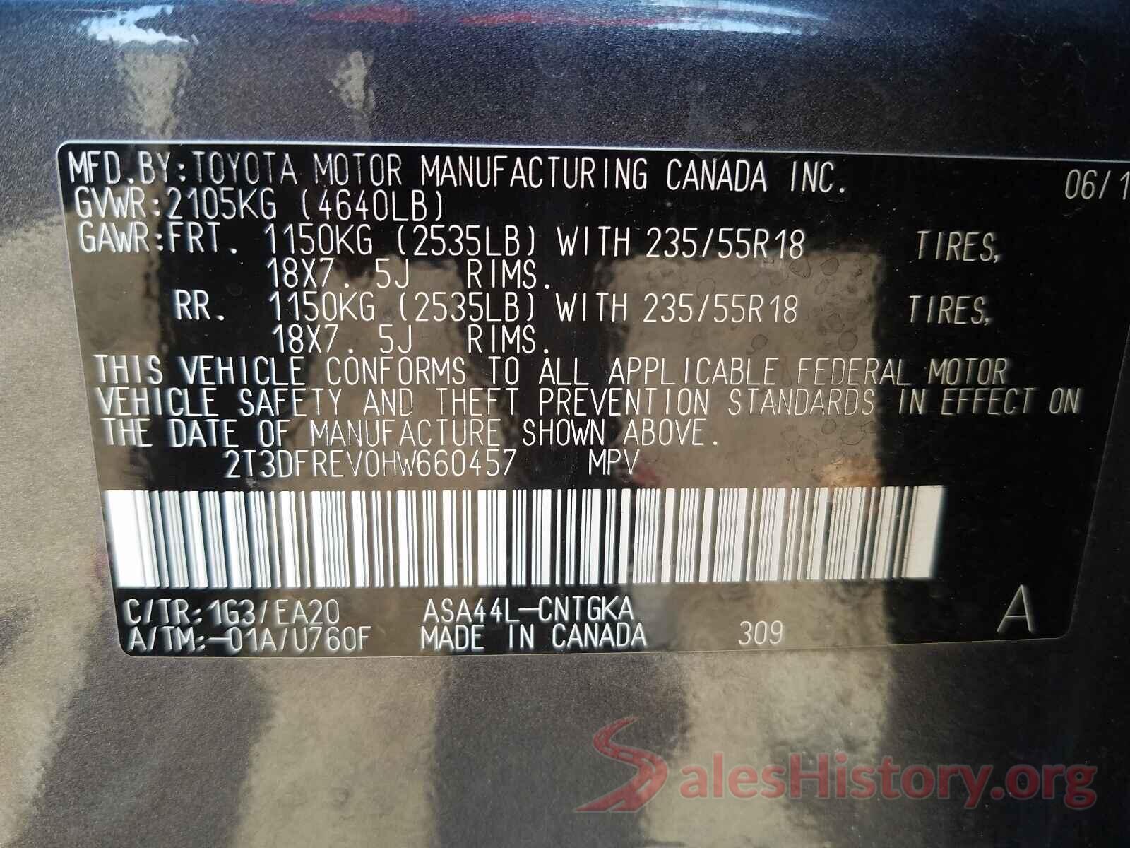 2T3DFREV0HW660457 2017 TOYOTA RAV4