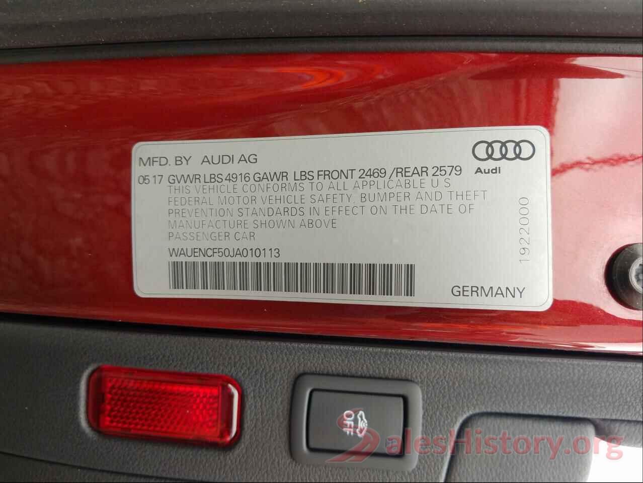 WAUENCF50JA010113 2018 AUDI A5