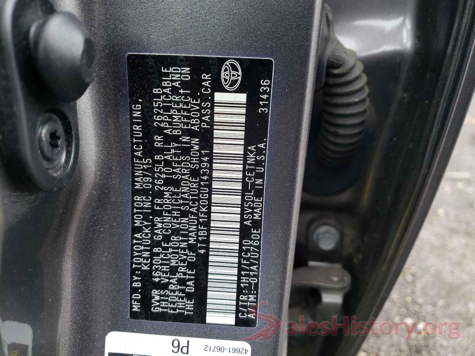 4T1BF1FK0GU143941 2016 TOYOTA CAMRY