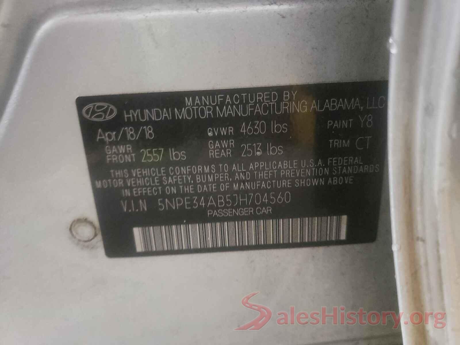 5NPE34AB5JH704560 2018 HYUNDAI SONATA