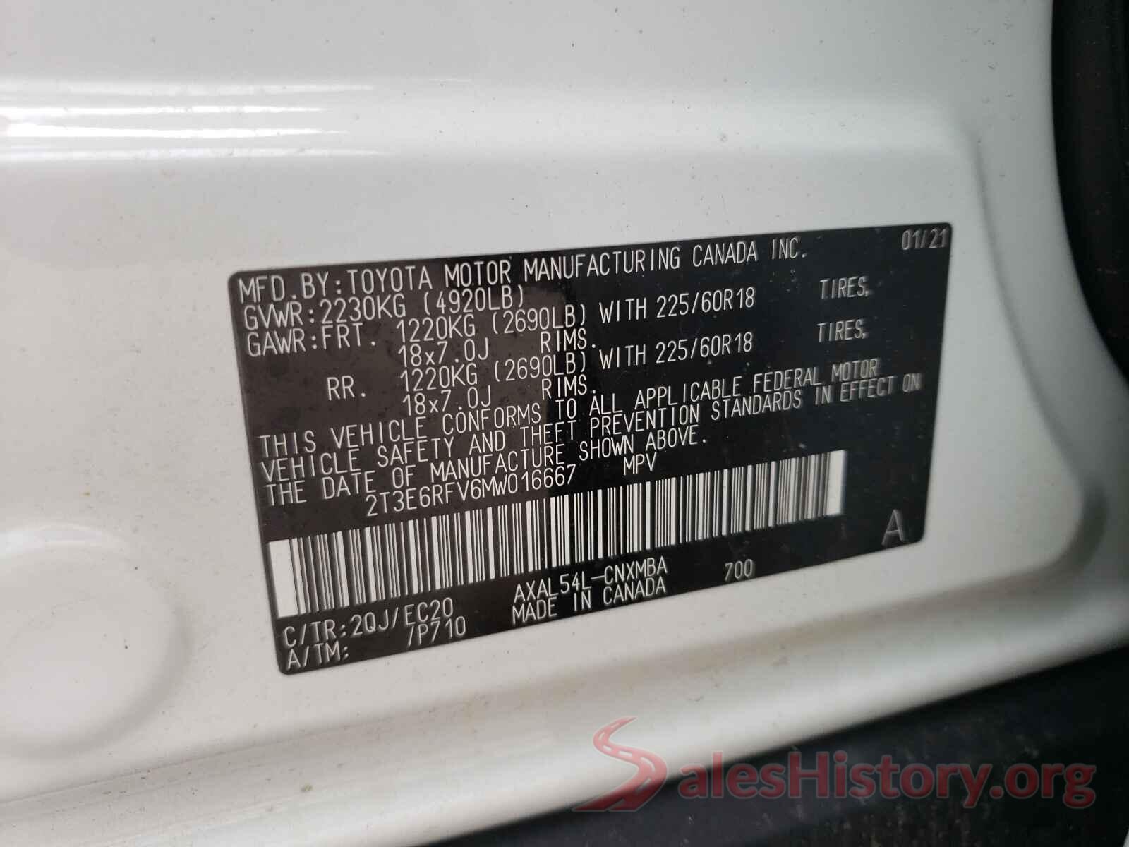 2T3E6RFV6MW016667 2021 TOYOTA RAV4