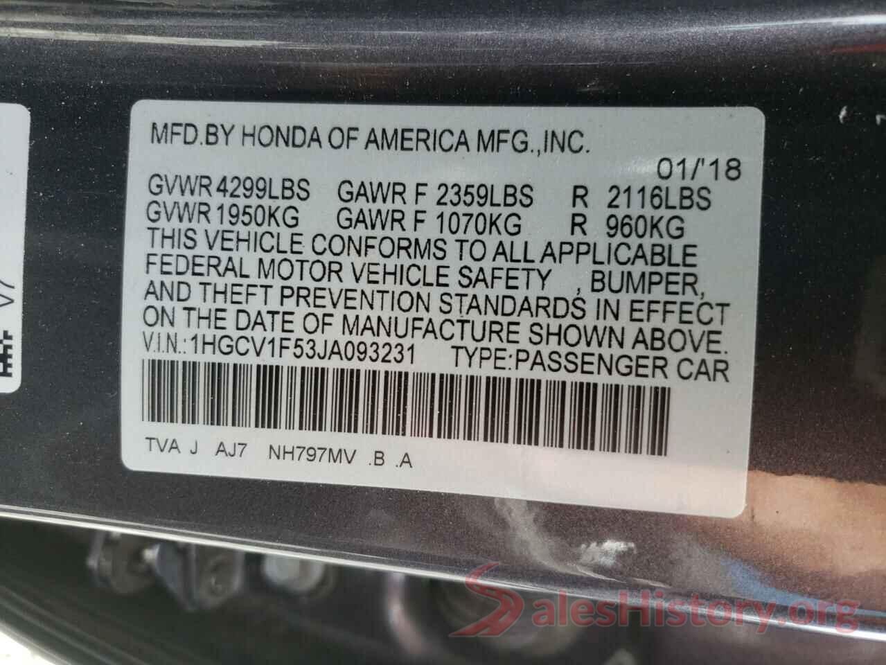 1HGCV1F53JA093231 2018 HONDA ACCORD