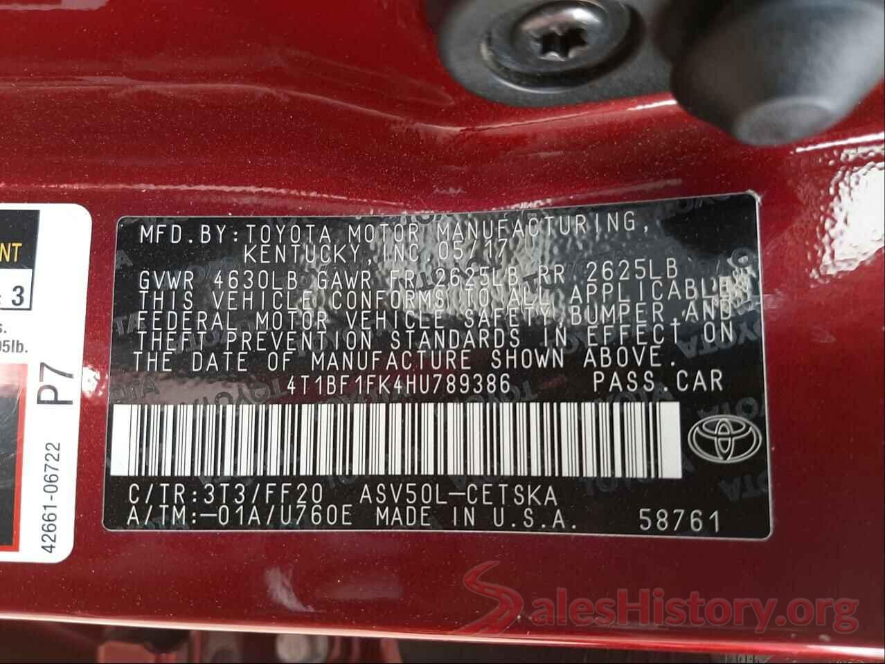 4T1BF1FK4HU789386 2017 TOYOTA CAMRY