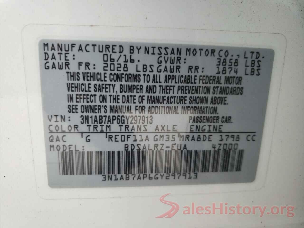 3N1AB7AP6GY297913 2016 NISSAN SENTRA