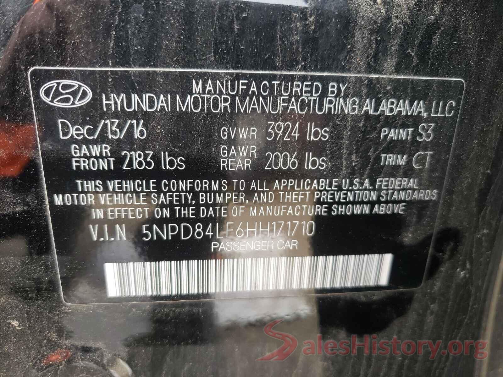 5NPD84LF6HH171710 2017 HYUNDAI ELANTRA