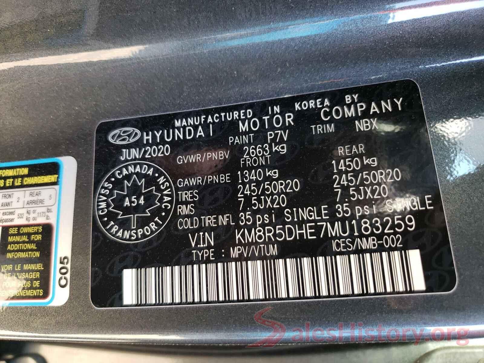 KM8R5DHE7MU183259 2021 HYUNDAI PALISADE