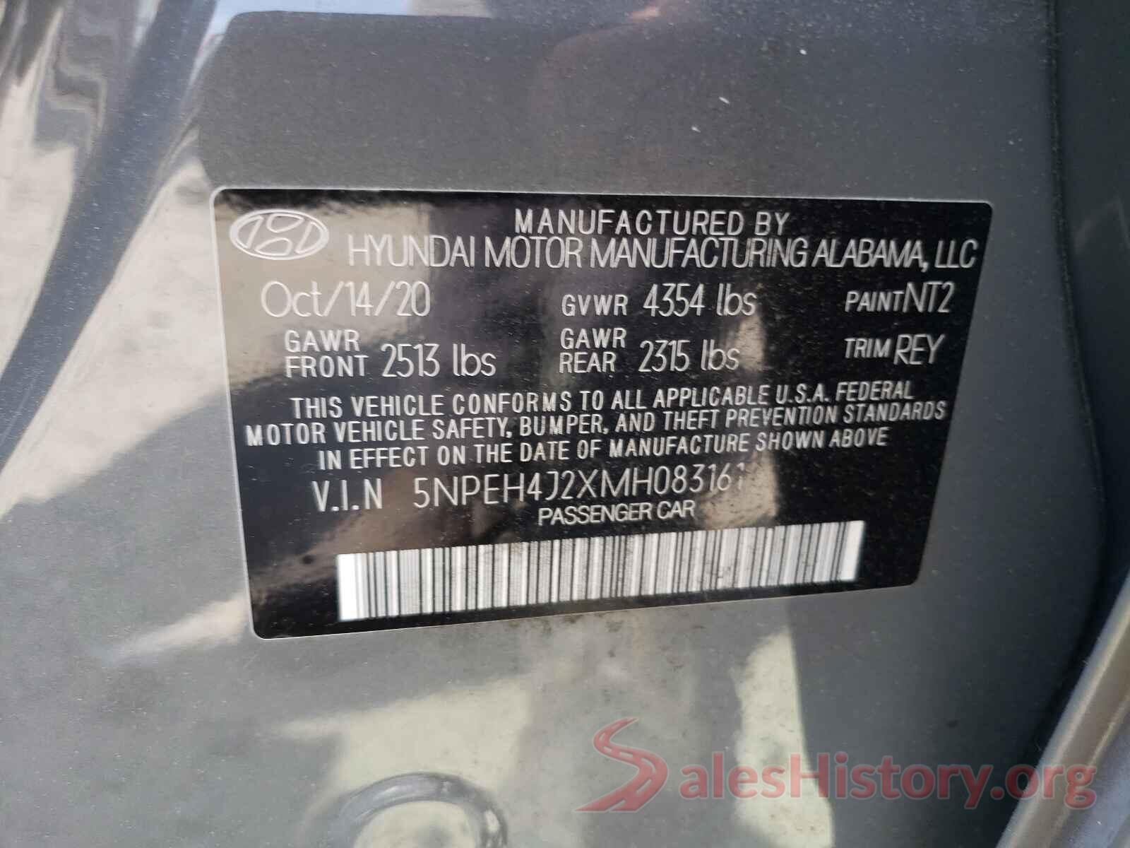 5NPEH4J2XMH083161 2021 HYUNDAI SONATA