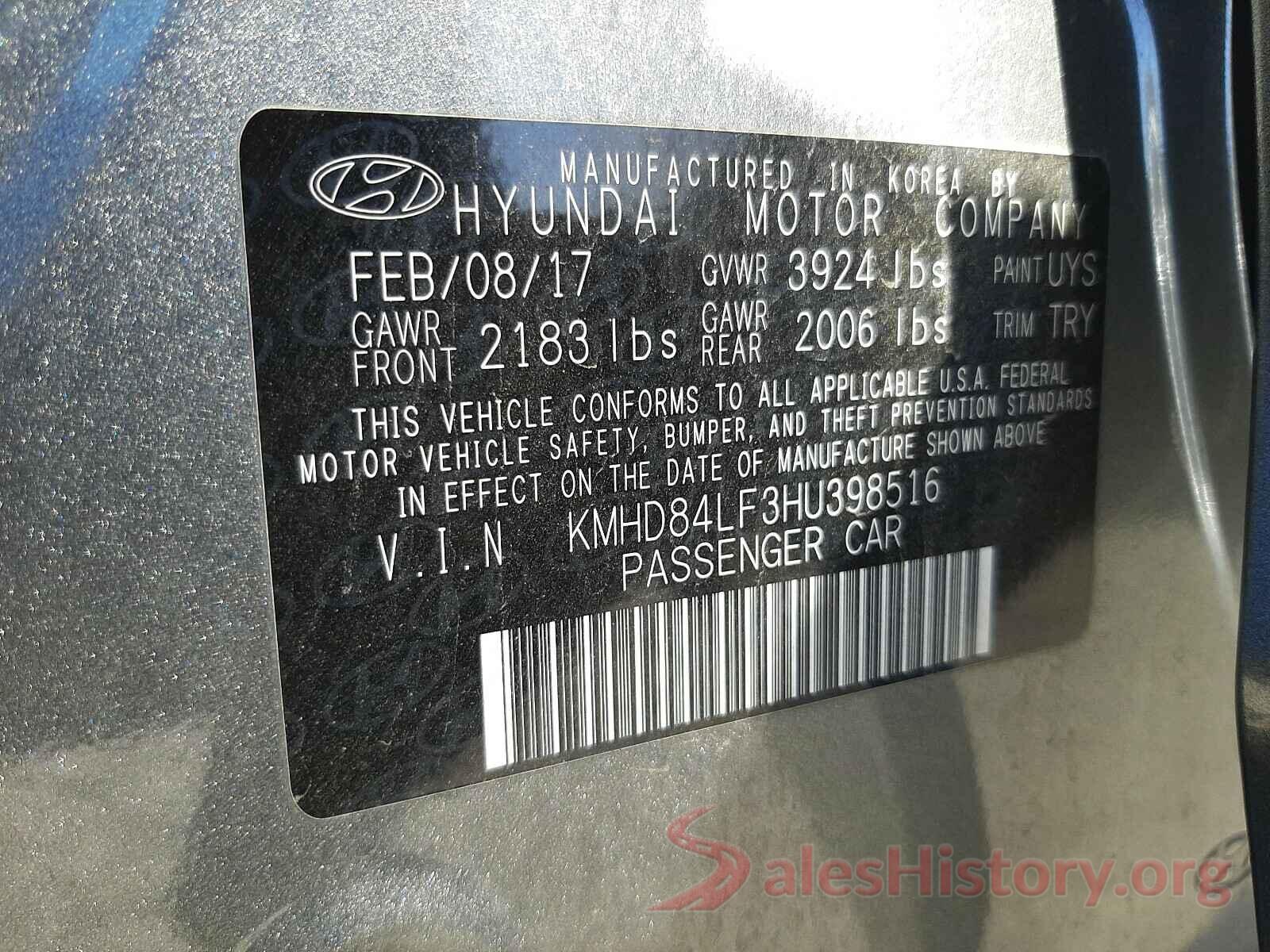 KMHD84LF3HU398516 2017 HYUNDAI ELANTRA