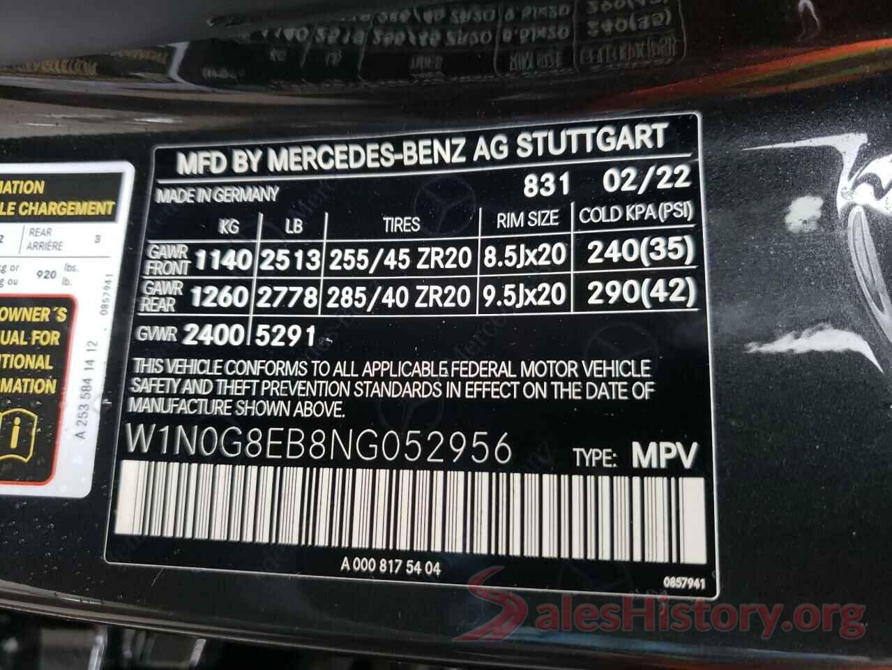 W1N0G8EB8NG052956 2022 MERCEDES-BENZ GLC-CLASS