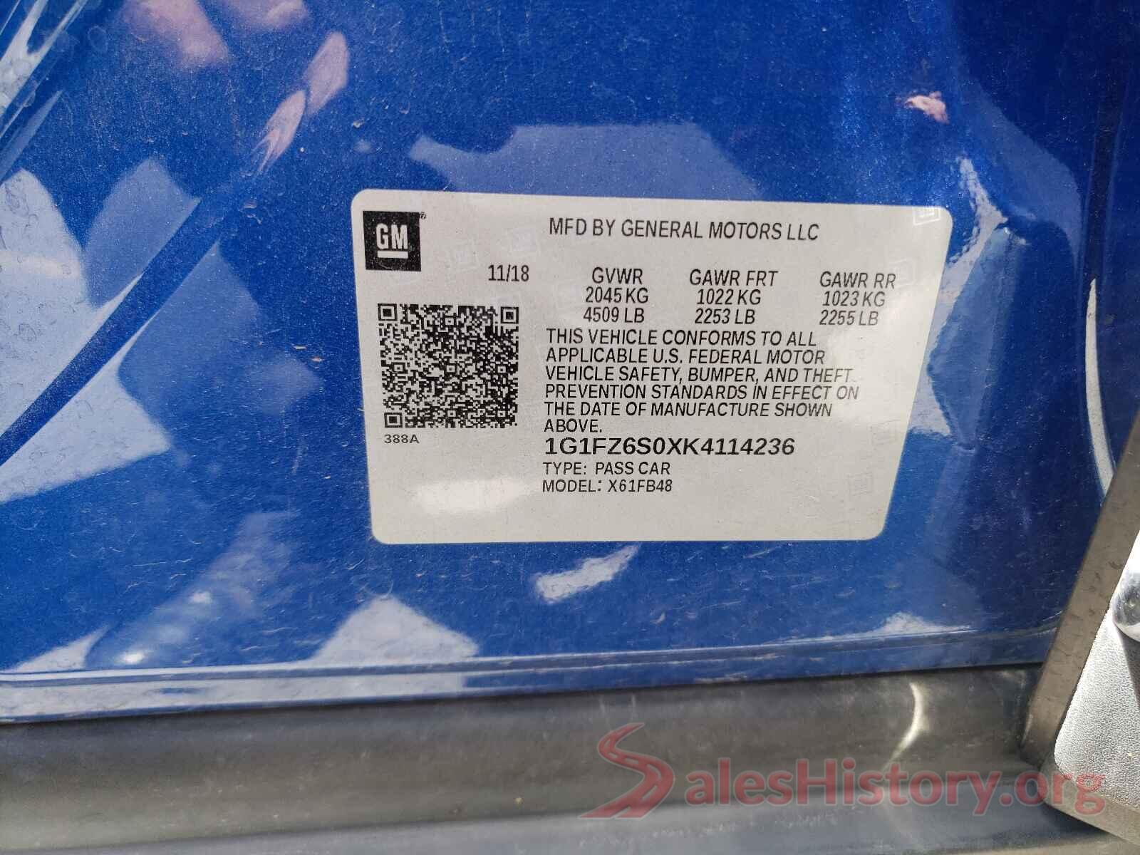 1G1FZ6S0XK4114236 2019 CHEVROLET BOLT