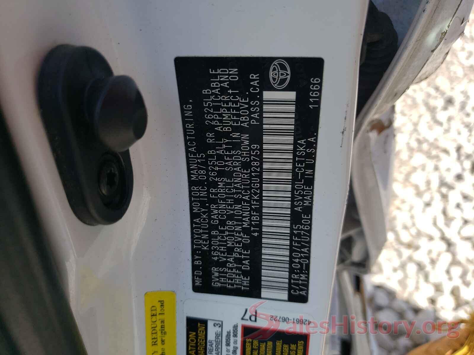 4T1BF1FK2GU128759 2016 TOYOTA CAMRY