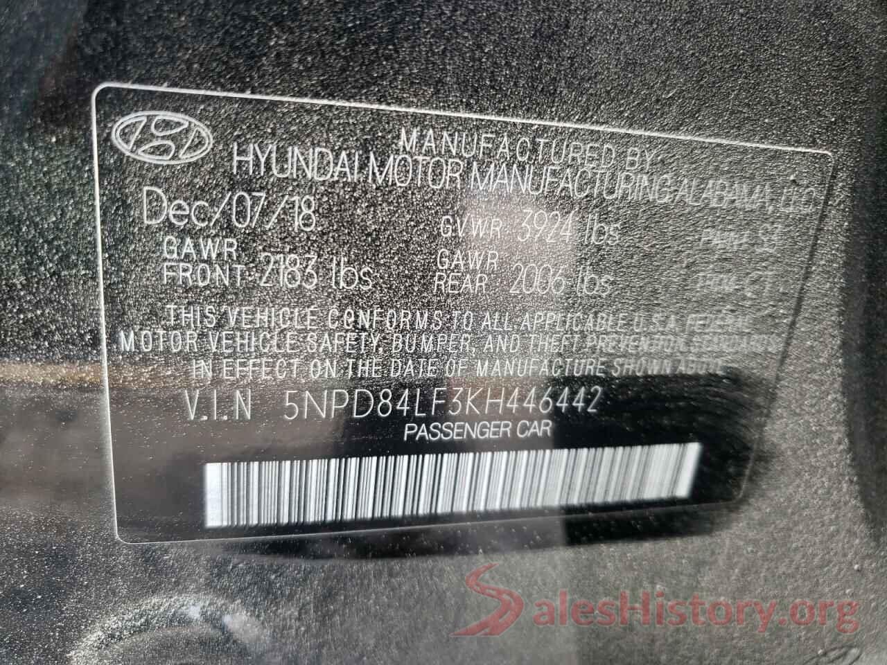 5NPD84LF3KH446442 2019 HYUNDAI ELANTRA