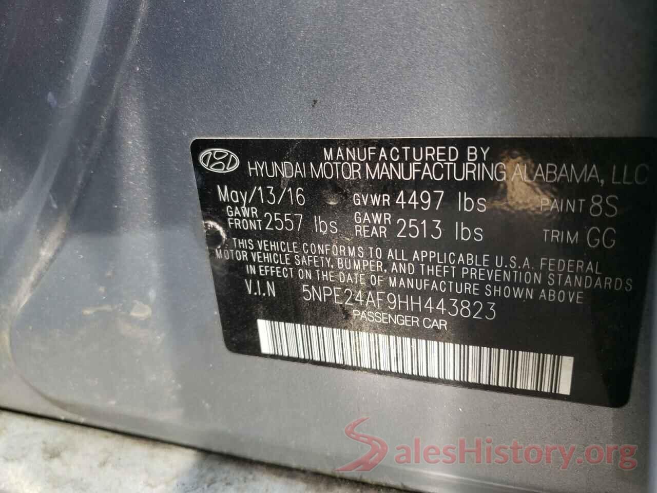 5NPE24AF9HH443823 2017 HYUNDAI SONATA