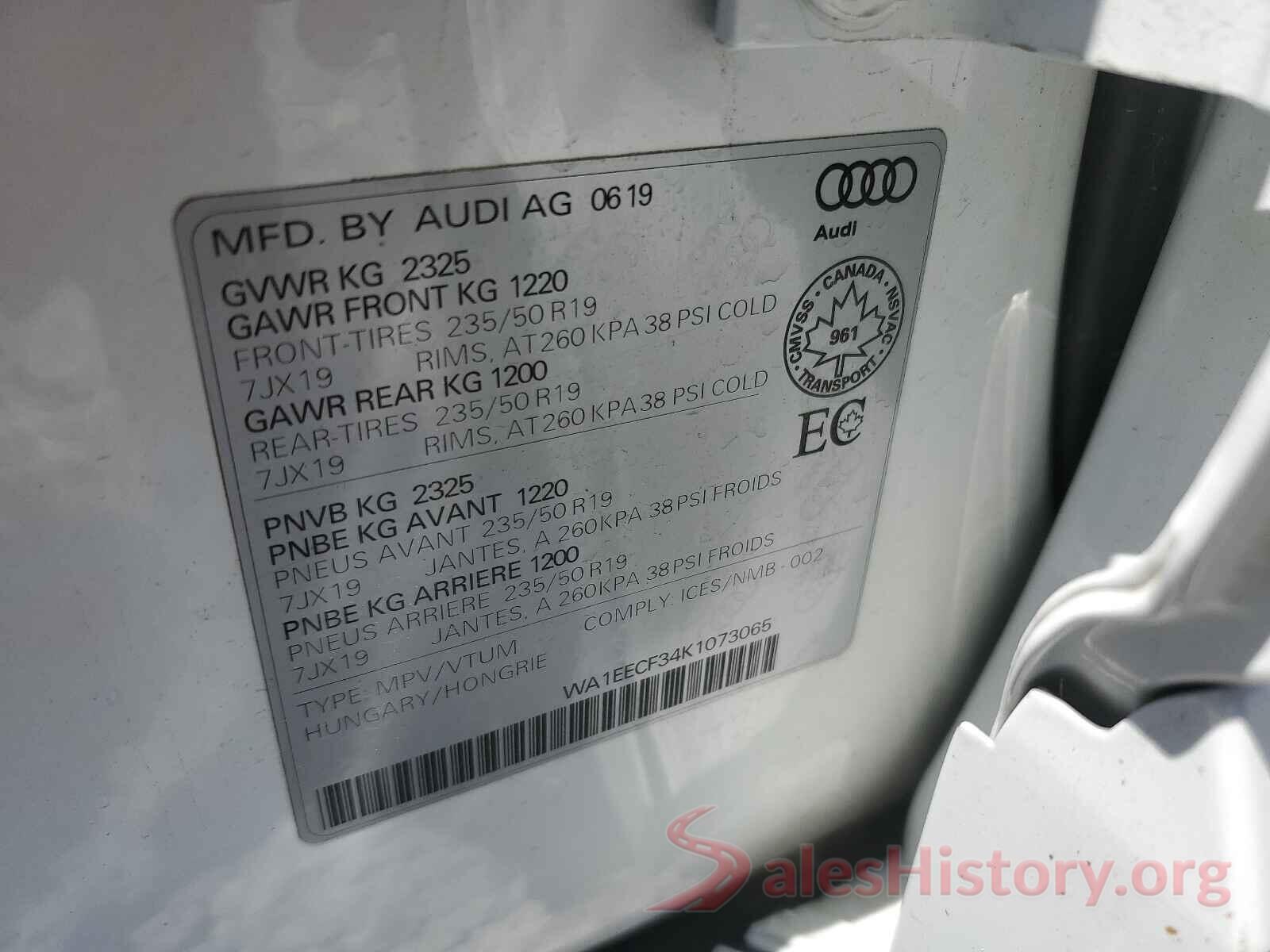 WA1EECF34K1073065 2019 AUDI Q3